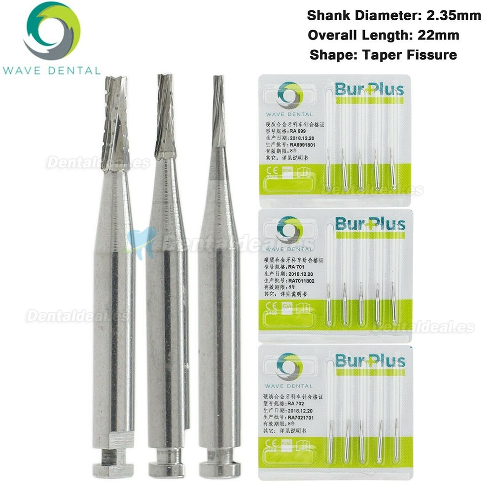 10Pcs RA 699 701 702 Burs Dental Latch-type Taper Fissure Carbide Bur